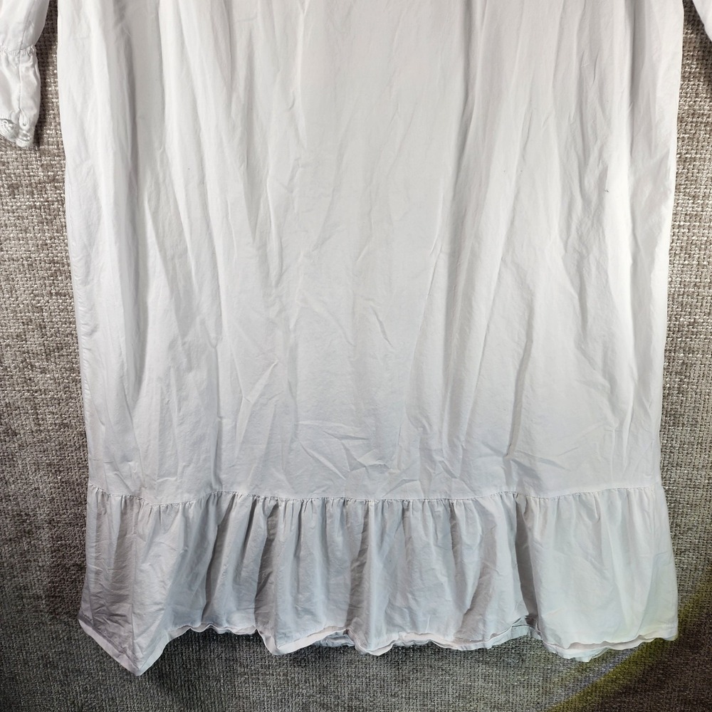 Cottagecore White Cotton Woven Nightgown Womens XXL Lace Ruffle Crisp EUC - Picture 4 of 11